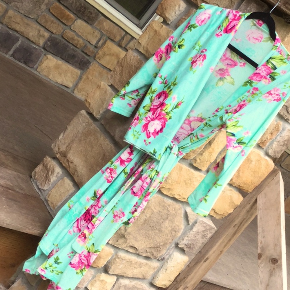 Gala bloomer floral robe mother lounge spa cabin beach pool festival boho cowgir